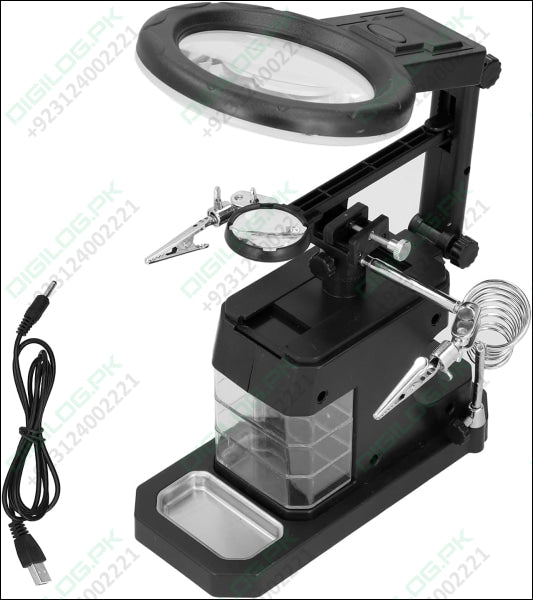TE 803 Magnifier Soldering Station with LED Light Adjustable Magnifying Glass Stand Holder USB Powered for Electrical