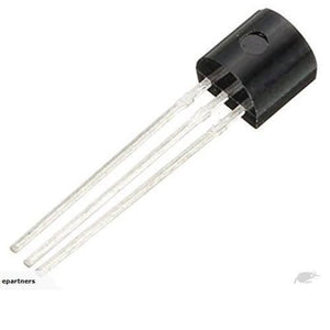 Temperature Sensor DS18B20 - shown as a black, cylindrical electronic component with three long, thin silver metal pins extending from its base.