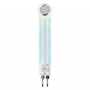 Thin Film Pressure Sensor FSR High Accuracy Flexible Analog Resistor RP-C7.6-LT - light blue rectangular sensor with a circular top containing a dark grey patterned resistive element.