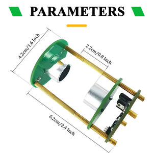 TJ-56-551 Unassemboled DIY Ultrasonic Levitation Kit Floating Standing Wave Control DIY Soldering Project Electronic Kit Acoustic Suspension 12V - a dimension diagram showing the green circuit boards, metallic transducers, and brass standoffs with measurements.