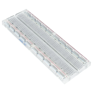 Transparent Clear Breadboard 830 Tie-Points with 4 Sets of Power Rails - shown as a single rectangular, clear plastic breadboard with numbered grid markings.
