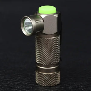 TrustFire Z1 Flashlight Cree XP-E 280 lumens 1XCR123A/16340 - a grey metal right-angle torch with a textured grip and a prominent bright green power button on top.