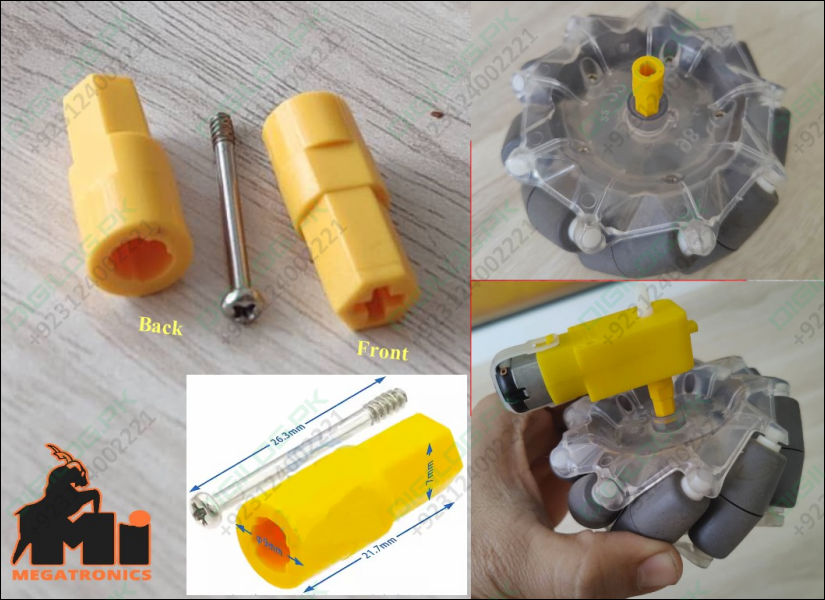 TT Motor Groove 7mm Plastic Coupling Shaft Hexagon Motor Coupler Wheel Tyre Mount