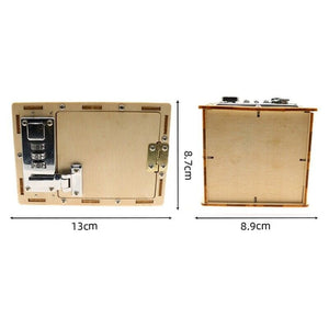 UnAssembled 3D Kids Wooden Lockbox Kit DIY Wooden - shown in a dimension diagram with labels indicating a width of 13cm and a height of 8.7cm.