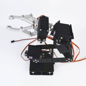 UnAssembled Robotic Arm Robot Arm Chassis 6 Dof 3d Rotating Metal Mechanical Manipulator Robot Arm Kit - a partially assembled black and silver arm.