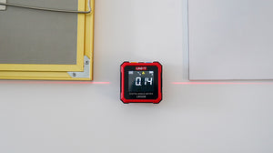 UNI-T LM320A digital angle meter magnetic base in use