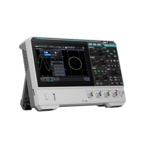 UNI-T UPO1154HD 150 MHz 4-Channel Digital Storage Oscilloscope – 1.25 GSa/s (single channel), 625 MSa/s (dual channels), 312.5 MSa/s (four channels), - white and grey casing, showing a screen with waveform and XY plots, front control knobs, and four input ports.