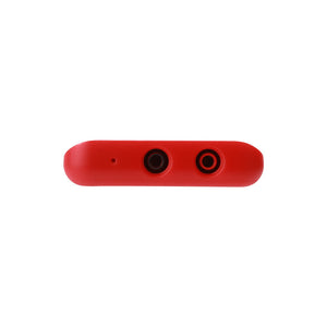 UNI-T UT122 Smart Digital Multimeter – 6000 Count Auto-Identify, True RMS, EBTN Display, AC/DC 600V, 99mF Capacitance, Temperature, Type-C Rechargeable, NCV - a close-up view of the red top edge featuring two circular input ports and a small pinhole.