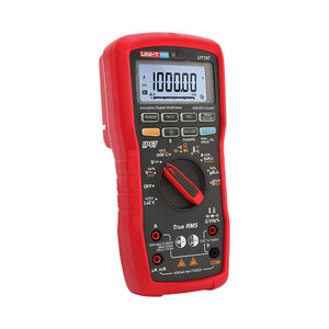 UNI-T UT197 Industrial True RMS Digital Multimeter – 600000 Count, AC/DC 1000V, 10A, IP67 Waterproof, 5m Drop-Proof, Bluetooth, VFD Mode, CAT IV 1000V - a red handheld device with a rotary dial, buttons, input ports, and an LCD screen displaying 1000.00 V.