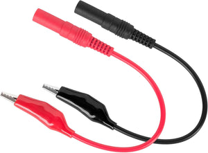 UNI-T UT206 1000A Digital Clamp Meter – AC Current, AC/DC Voltage, Resistance, Frequency, Temperature, 3999-Count Auto Range - one red and one black alligator clip lead, each with a corresponding red or black banana plug connector.