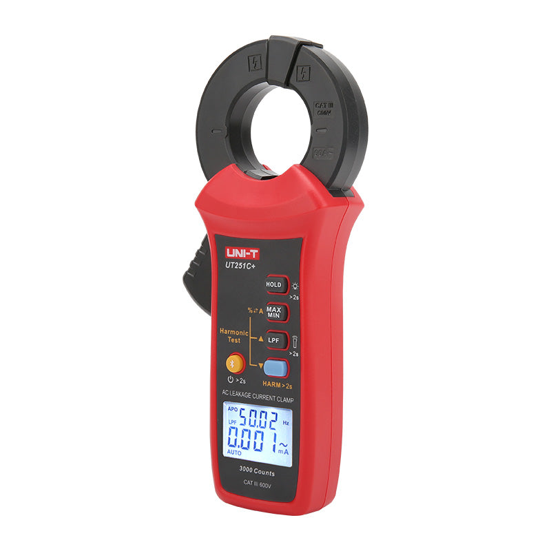 UNI-T UT251C+ leakage current clamp meter angled view