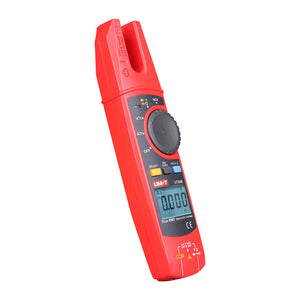 UNI-T UT256B True RMS AC/DC Fork Meter – 200A Open-Jaw Current, AC/DC 1000V, Resistance, Capacitance, Frequency, NCV, Zero Mode, Data Hold, CAT II 1000V / CAT III 600V - a red handheld open-jaw clamp meter with a rotary dial, function buttons, and a digital display reading 0.000.