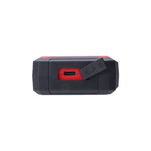 UNI-T UT345A Ultrasonic Thickness Gauge – Metal & Material, 1.00–300.00 mm, ±0.1 mm, Sound Velocity 1000–9999 m/s, 2.4" LCD, 300 Memory, USB-C Rechargeable - the red and black housing with an open USB-C charging port protected by a rubber cover.