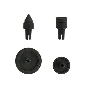 UNI-T UT372D 2-in-1 Contact & Non-Contact Tachometer – Photo RPM 1–99,999, Contact RPM, Surface Speed & Length, Bluetooth iENV App, ±0.02% - including two black plastic contact attachments and two circular contact wheels, arranged on a white background.