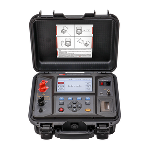 UNI-T UT625B 200A Low Resistance Ohmmeter – 0.1µΩ Resolution, 4-Wire Kelvin, Circuit-Breaker Contact Resistance, 7" LCD, Built-in Printer, USB, Micro-Ohmmeter - the LCD screen, control buttons, test terminals, and built-in printer.