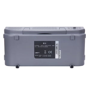 UNI-T UTD2052CL+ 50MHz Dual-Channel Digital Oscilloscope Pakistan - a grey rectangular casing with a warning label, power specifications, and a barcode.