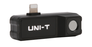 UNI-T UTI120MS Smartphone Thermal Camera Module for IPhone - a black, rectangular device with a Lightning connector and a circular thermal lens.