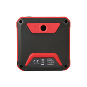 UNI-T UTI120P Pocket-sized Thermal Camera – 120×90, -20°C to 400°C, ≤60MK - a black and red square casing with a circular lens opening, CE marking, and battery specifications.