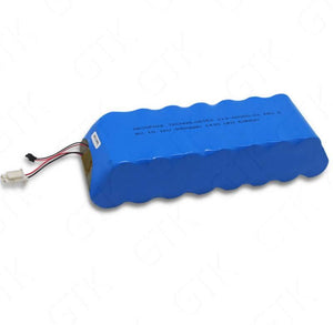 USED 16V 9900mAh LiFePO4 Battery IFR 26650 5S3P Battery For Replacement Lead Acid Battery Flood Hernia LED Lamp golf cart - a blue rectangular battery pack with a white connector and black and red wires extending from one side.