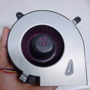 Used 24V 125mm x 125mm x 33mm 24V Turbo Blower Fan Cooling Fan - shown as a silver-cased blower with a black internal fan held in a hand.