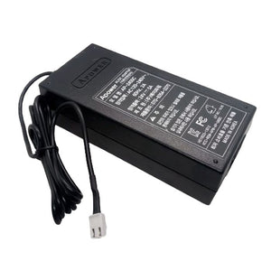 Used Power Supply Adapter 24V 5A 120W - a black rectangular power brick with an attached black cable ending in a white two-pin connector.