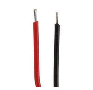 Vero Board Breadboard Jumper Cable Dupont Wire Electronic Wires Black Red Color - a close-up of two stripped red and black wire ends.