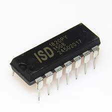 Voice Recording IC ISD1820PY DIP14 - a black 14-pin dual in-line package electronic component with silver pins shown from a high-angle perspective.