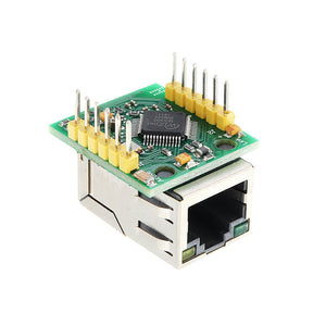 W5500 Ethernet TCP/IP Protocol Stack SPI IOT Compatible WIZ820IO Shield - a green circuit board with an integrated RJ45 Ethernet port, a WIZnet chip, and two rows of yellow header pins.
