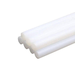 White Color 11mm Hot Melt Glue Sticks Electric Heating Adhesive Film Craft Glue Stick - shown as a stack of four cylindrical, opaque white adhesive rods.