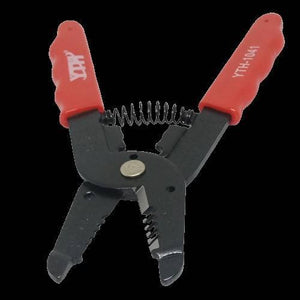 Wire Stripper Wire Cutter - a black metal tool with red plastic handles and a central spring, labeled YTH-1041.