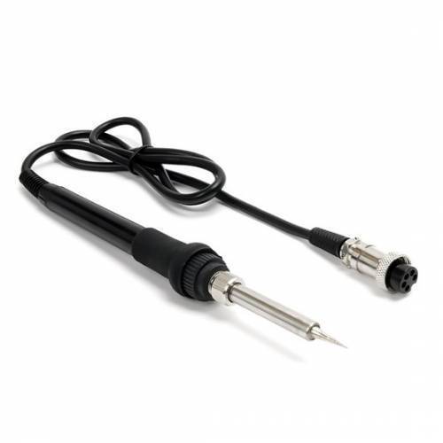 Workstation Soldering Iron For Kada - a black soldering iron handle with a metal tip and a black cable ending in a five-pin circular connector.