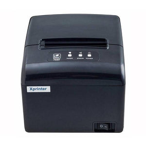 X Printer XP-S200M POS Receipt Printer Cash Register Thermal Printer - a black thermal printer featuring a front power switch, a feed button, and paper, error, and power indicators.