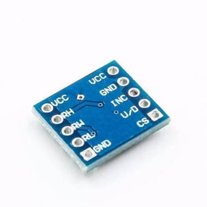 X9C104 100k Digital Potentiometer Module Controllable Resistor For Arduino - a small blue rectangular circuit board with labeled pin headers including VCC, GND, INC, U/D, CS, RH, RW, and RL.
