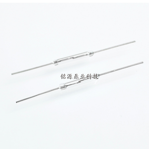 Y213 Reed Switch Magnetic Control Switch 2*14mm Normally Open Magnetic Induction Switch - two clear glass reed switches with silver metal leads extended from both ends on a white background.