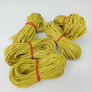 Yellow Solderable Wire Flexible Wires For Wiring Jumper Wire Wiring Wire , Wiring Cable - four bundles of yellow insulated electrical wire, each secured with a red twist tie.
