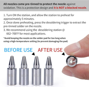Pre-tinned desoldering nozzles for the YIHUA 948D III