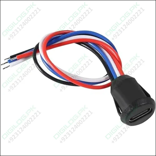 USB-C connector with colored wires for 4Pin USB fast charging and waterproof socket