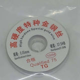 0.05 mm LCD Screen Separation High Hardness Special Gol Wire Cutting Line For Iphone Samsung Glass Wires Tools - a circular spool of thin cutting wire in clear plastic packaging with text showing specifications and hardness.