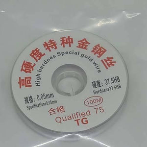 0.05 mm LCD Screen Separation High Hardness Special Gol Wire Cutting Line For Iphone Samsung Glass Wires Tools - a circular spool of thin cutting wire in clear plastic packaging with text showing specifications and hardness.