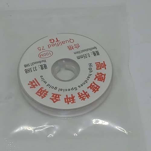 0.05 mm LCD Screen Separation High Hardness Special Gol Wire Cutting Line For Iphone Samsung Glass Wires Tools - a white circular spool of gold cutting wire inside a clear plastic bag, with text showing specifications and hardness.