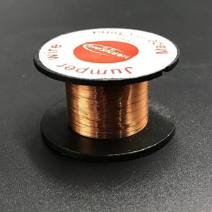 0.1mm PCB Link Jumper Wire Copper Soldering Wire Maintenance Jump Line - shown as a spool of thin copper wire wrapped around a black plastic reel.