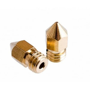 0.3mm 3d Printing Nozzle 3d Printer Accessories MK8 Brass Nozzle - two gold-colored, threaded brass nozzles with conical tips.