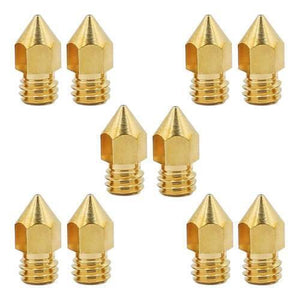 0.3mm 3d Printing Nozzle 3d Printer Accessories MK8 Brass Nozzle - a collection of ten identical gold-colored brass printer nozzles arranged in rows.