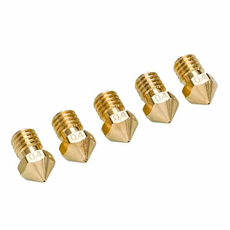 0.4mm 3d Printing Nozzle 3d Printer Accessories MK8 Brass Nozzle - five gold-colored brass nozzles with 0.4 marked on each side.