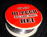 0.8mm 2.5ft Soldering Wire - shown as a close-up of a spool with a red circular label reading "HI-TECH SOLDER WIRE" and "DIA 0.8".
