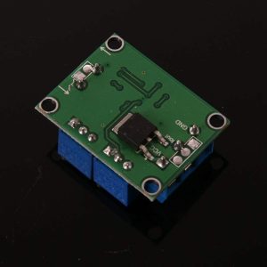 0 to 10V 0-5V To 4-20mA Converter Module Voltage To Current Module - a green circuit board with a black integrated circuit, blue relay components, and labeled VCC, Iout, and GND pins.