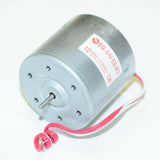 0 To 12V DC Motor Mabuchi Cw 2400RPM - a silver cylindrical motor with a small metal shaft and two attached red and white wires.