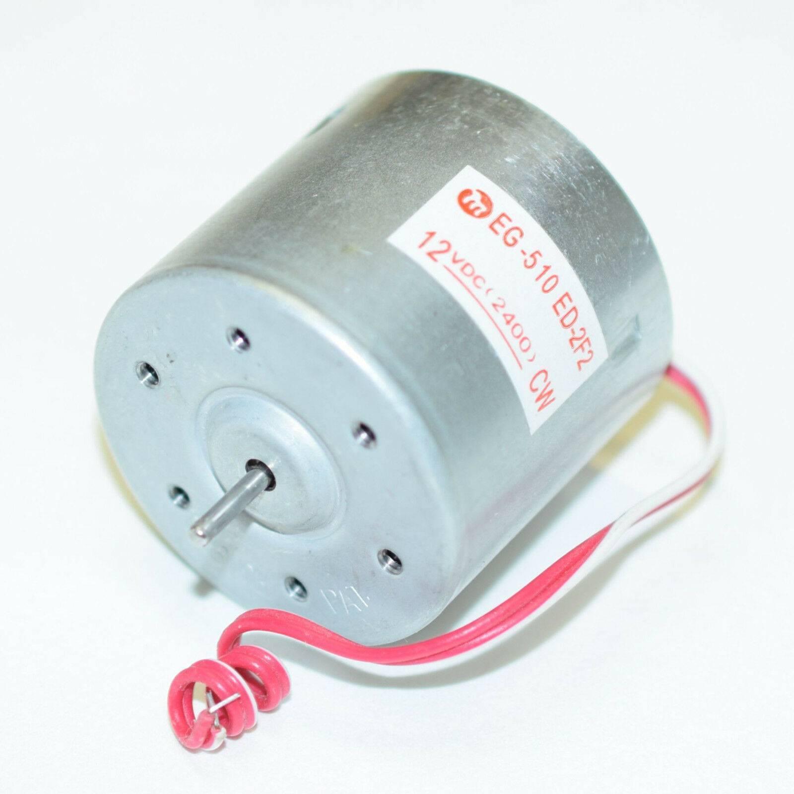 0 To 12V DC Motor Mabuchi Cw 2400RPM - a silver cylindrical motor with a small metal shaft and two attached red and white wires.