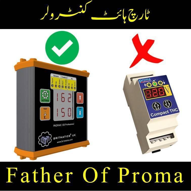 03334855597 Promax 150 Thc Universal Torch Height Controller For Plasma Cutter Better Then Proma - a black rectangular device with an orange border, digital displays showing 162 and 150, and various button controls.