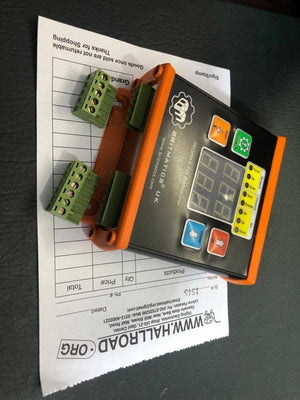 03334855597 Promax 150 Thc Universal Torch Height Controller For Plasma Cutter Better Then Proma - an orange and black device with a digital display, buttons, indicator lights, and two detachable green terminal blocks.